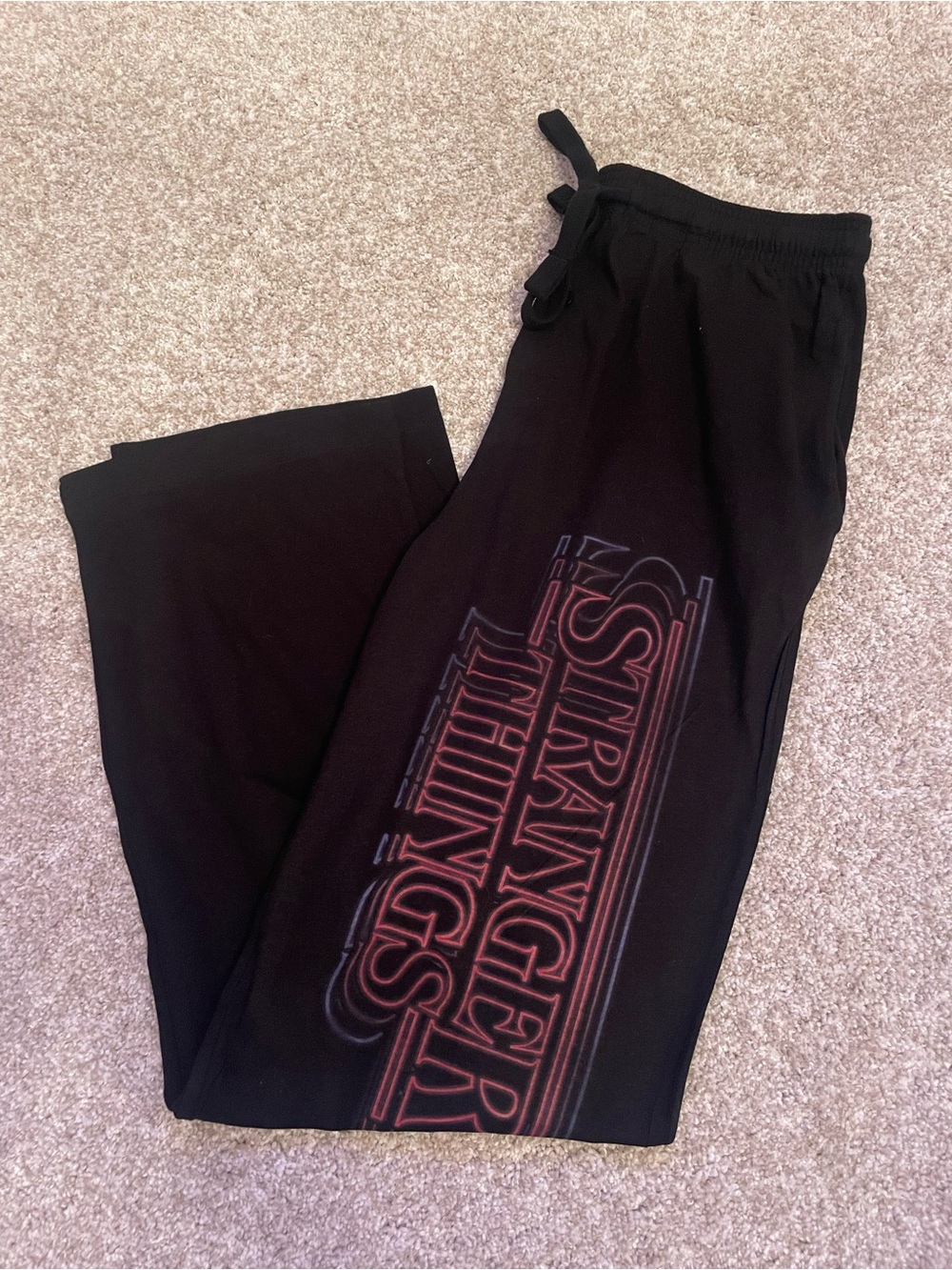 Stranger Things Black Wide Leg Lounge Pants
